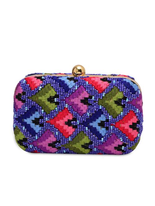 blue silk, metal alloy clutch - 1225279 - Very Small Image - 1