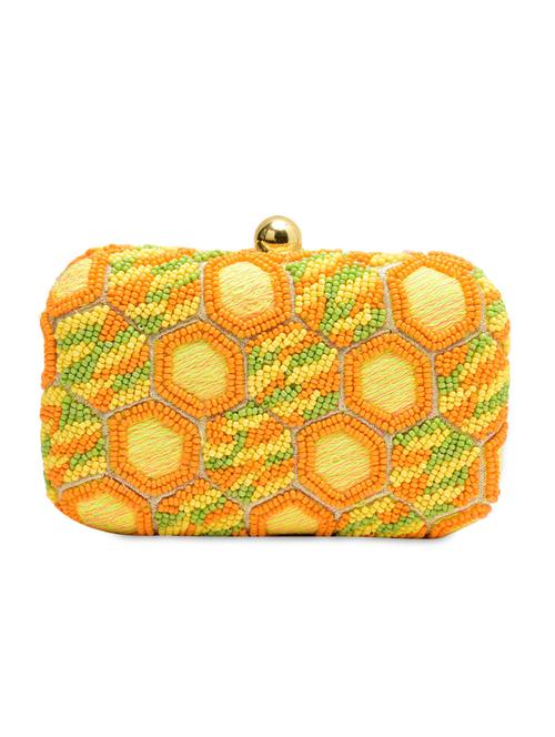 yellow silk, metal alloy clutch - 1225280 - Very Small Image - 1
