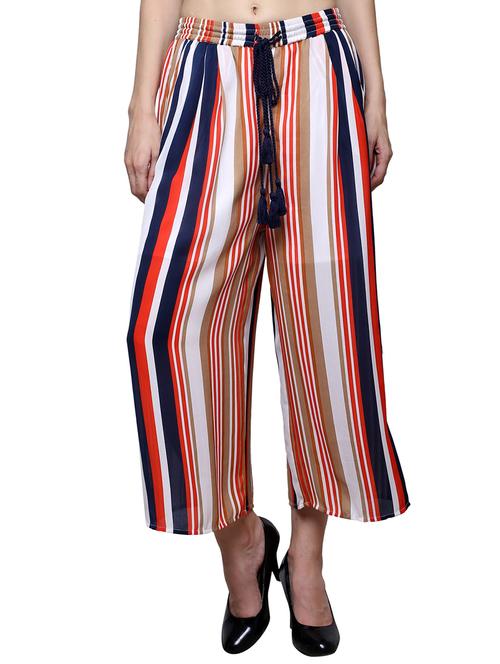 multicolored striped georgette palazzo - 12253134 - Very Small Image - 1