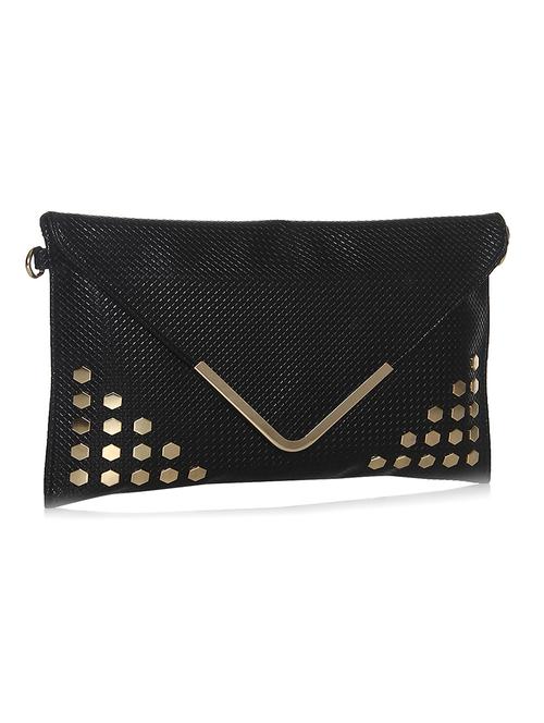black leatherette studded clutch - 12253300 - Very Small Image - 1