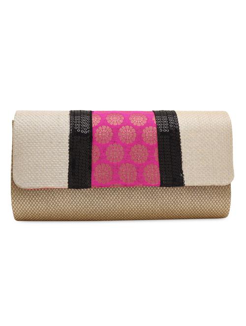 gold sequined sling bag with brocade work - 1225414 - Very Small Image - 1