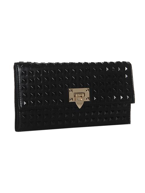 black leatherette textured clutch - 12254576 - Very Small Image - 1