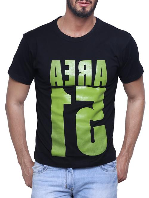 black cotton front print tshirt - 12256008 - Very Small Image - 1