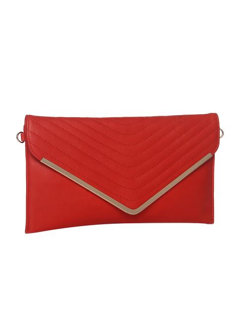 red leatherette quilted envelope clutch - 12257024 - Very Small Image - 1