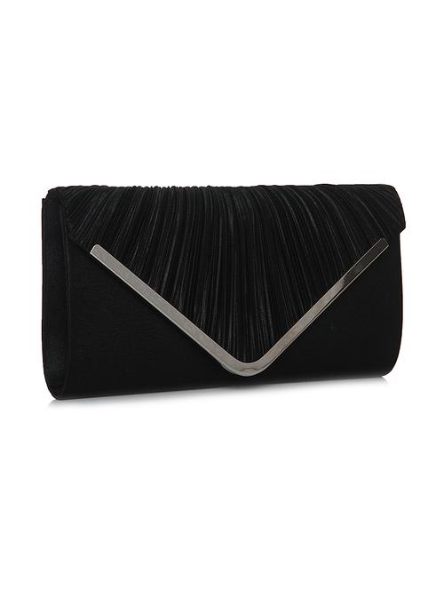 black textured leatherette envelope clutch - 12257027 - Very Small Image - 1