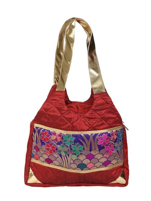 maroon silk quilted handbag - 12257528 - Very Small Image - 1