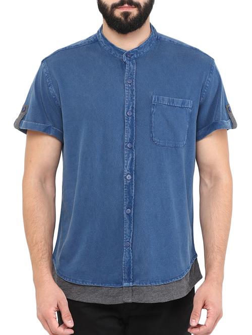 blue cotton casual shirt - 12259591 - Very Small Image - 1