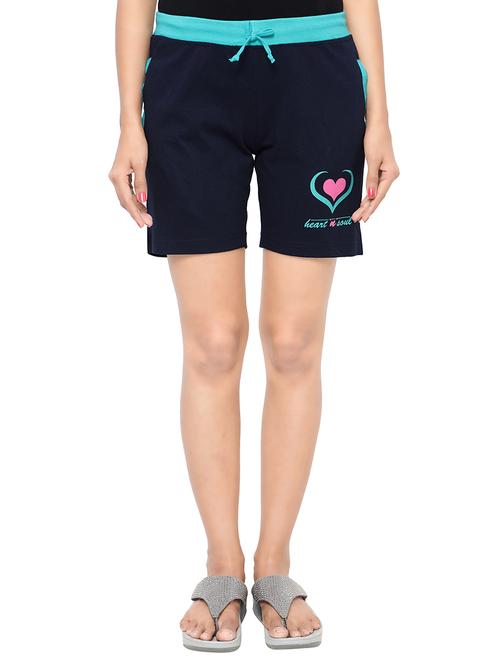 navy blue printed cotton regular short - 12262103 - Very Small Image - 1