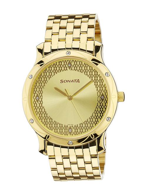 sonata analog gold dial men's watch - 7107ym03 - 12263826 - Very Small Image - 1