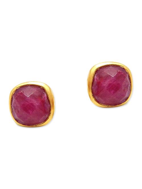 pink silver studs earring - 12264458 - Very Small Image - 1