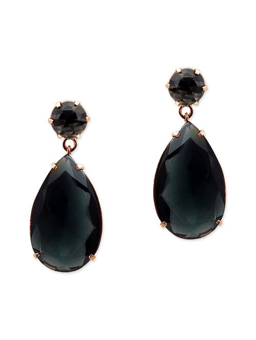 black gold plated drop earring - 12264469 - Very Small Image - 1