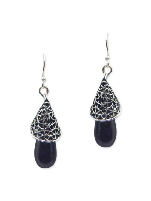 black brass drop earring - 12264483 - Very Small Image - 1