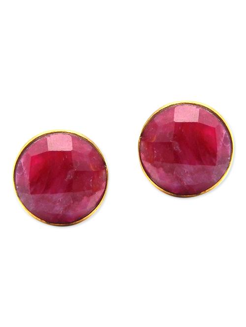 ruby pink gold plated studs earring - 12264486 - Very Small Image - 1