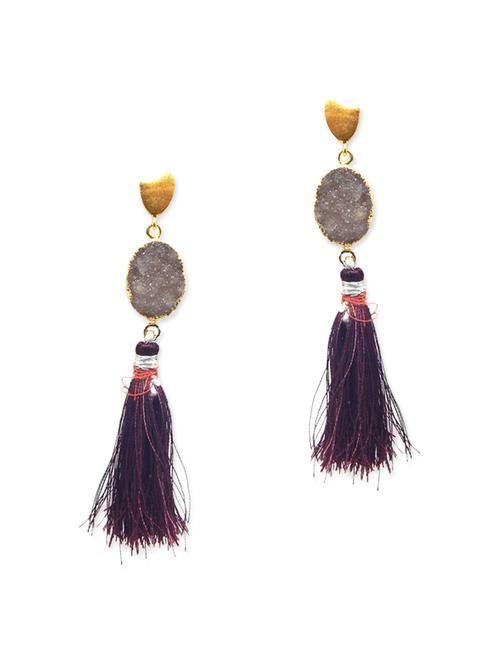 purple gold plated drop earring - 12264492 - Very Small Image - 1