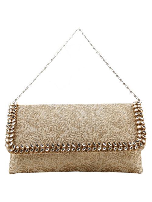 beige shimmer clutch with sling - 12264523 - Very Small Image - 1