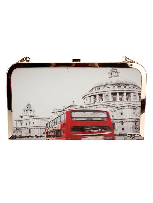 white faux leather printed clutch - 1226678 - Very Small Image - 1
