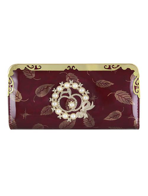 maroon leatherette embellished wallet - 12266881 - Very Small Image - 1