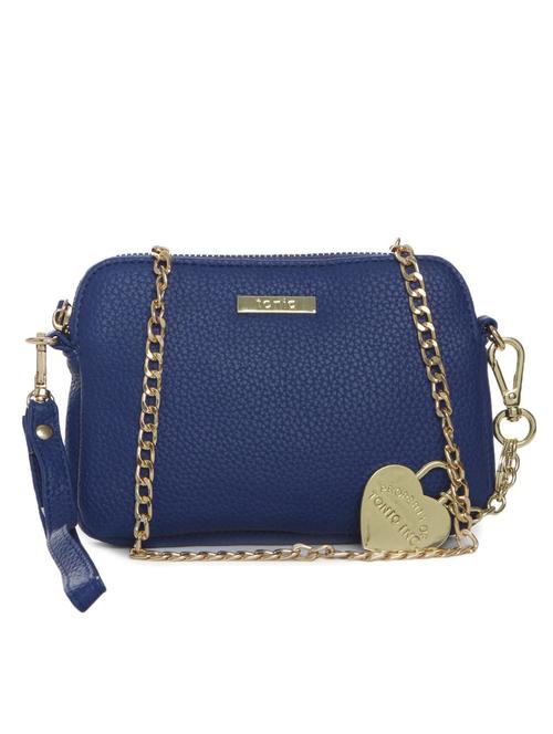 blue textured leatherette clutch cum sling - 12267475 - Very Small Image - 1