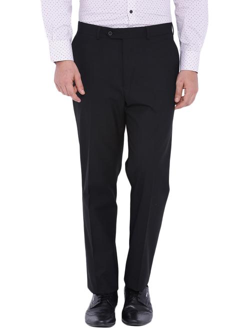 black polyester flat front trousers formal - 12269088 - Very Small Image - 1