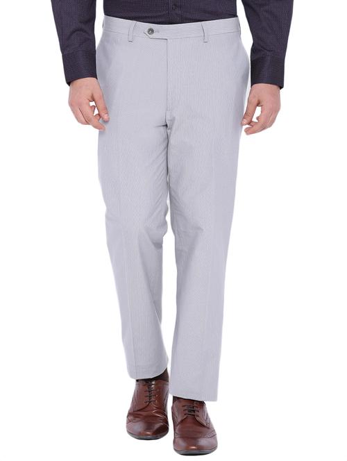 grey cotton flat front trousers formal - 12269091 - Very Small Image - 1