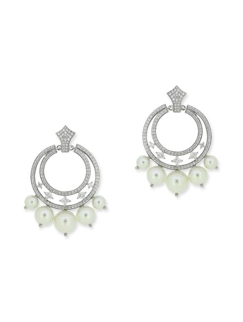 white silver drop earrings - 12272383 - Very Small Image - 1