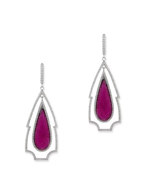 pink silver drop earrings - 12272393 - Very Small Image - 1