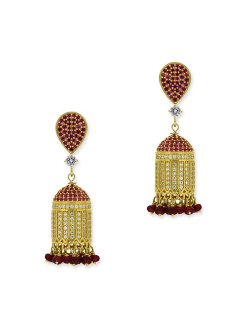 red silver drop earrings - 12272420 - Very Small Image - 1