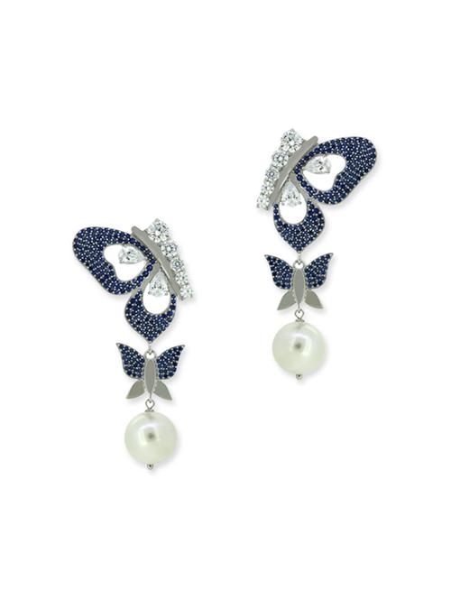 blue silver drop earrings - 12272423 - Very Small Image - 1