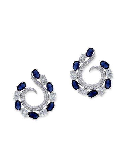 blue silver studs earrings - 12272439 - Very Small Image - 1
