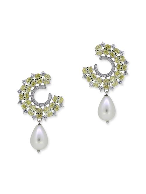 white silver drop earrings - 12272444 - Very Small Image - 1