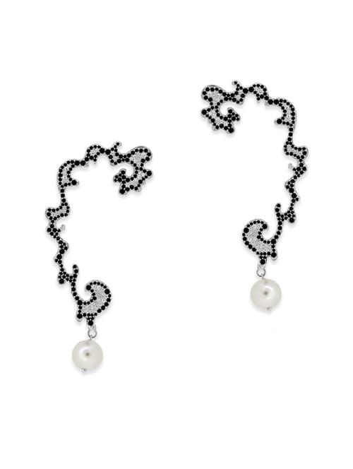 black silver drop earrings - 12272475 - Very Small Image - 1