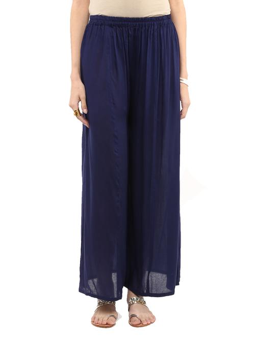 navy blue viscose palazzos - 12272997 - Very Small Image - 1