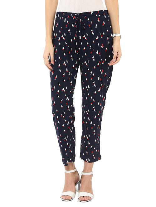 navy blue rayon cigarette trouser - 12273001 - Very Small Image - 1