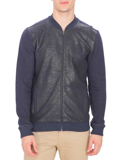navy blue cotton casual jacket - 12273733 - Very Small Image - 1