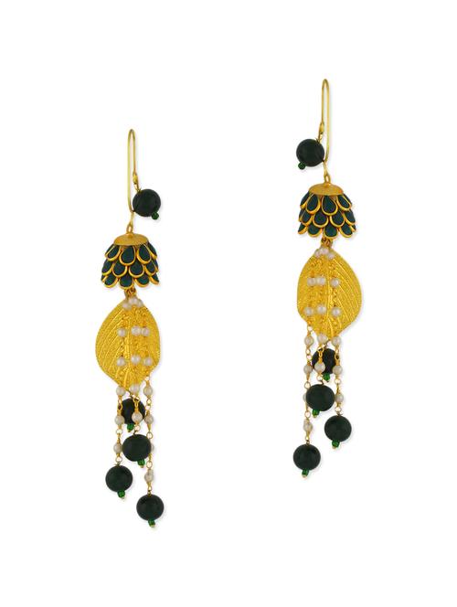 green metal drop earring - 12275283 - Very Small Image - 1
