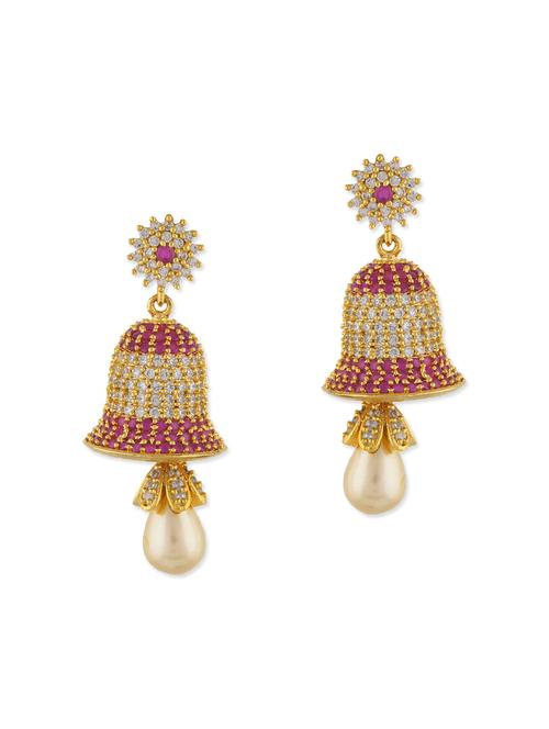 pink gold plated drop earring - 12275294 - Very Small Image - 1