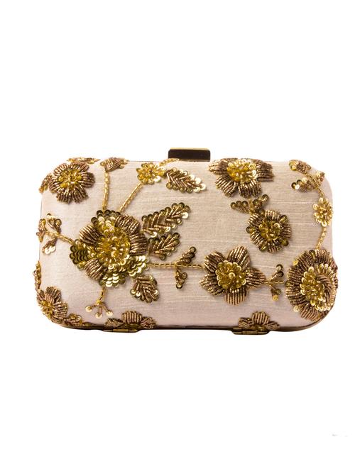 Beige embroidered silk clutch - 12277652 - Very Small Image - 1