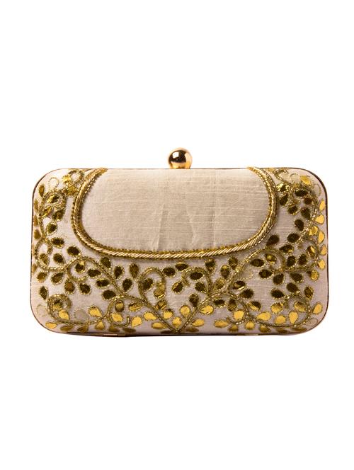 Beige embroidered silk clutch - 12277653 - Very Small Image - 1