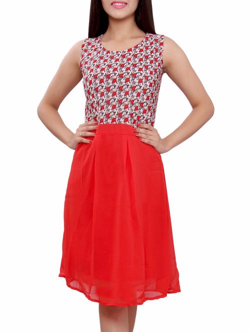 red printed cotton dress - 12277662 - Very Small Image - 1
