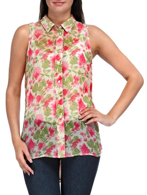 cream polyester printed top - 1228652 - Very Small Image - 1
