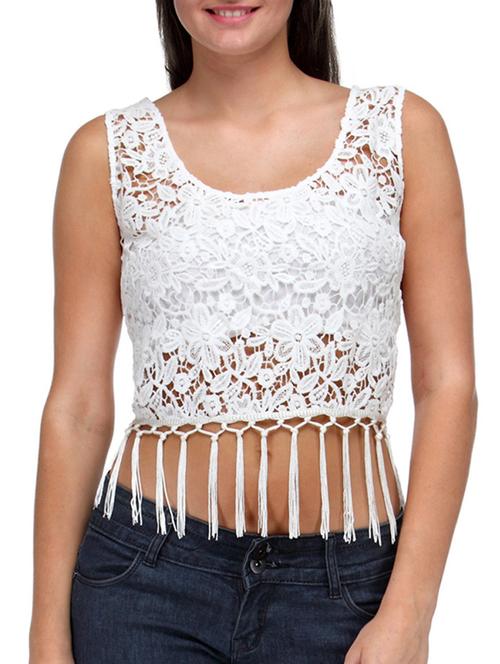 solid white lace crop top - 1228653 - Very Small Image - 1
