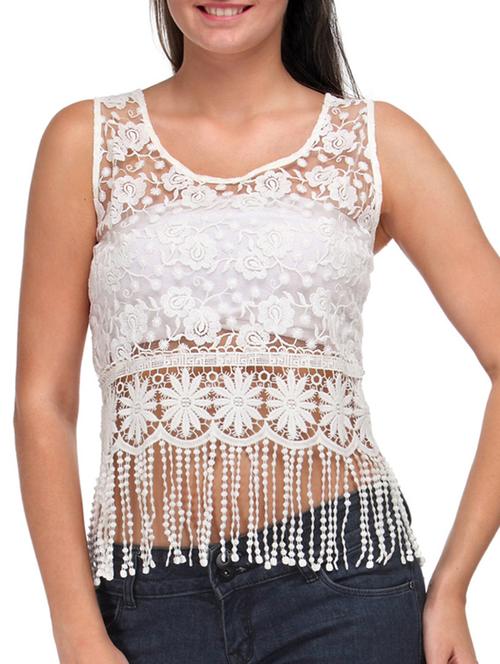 solid white lace crop top - 1228654 - Very Small Image - 1