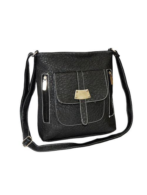 black leatherette textured sling bag - 12290950 - Very Small Image - 1