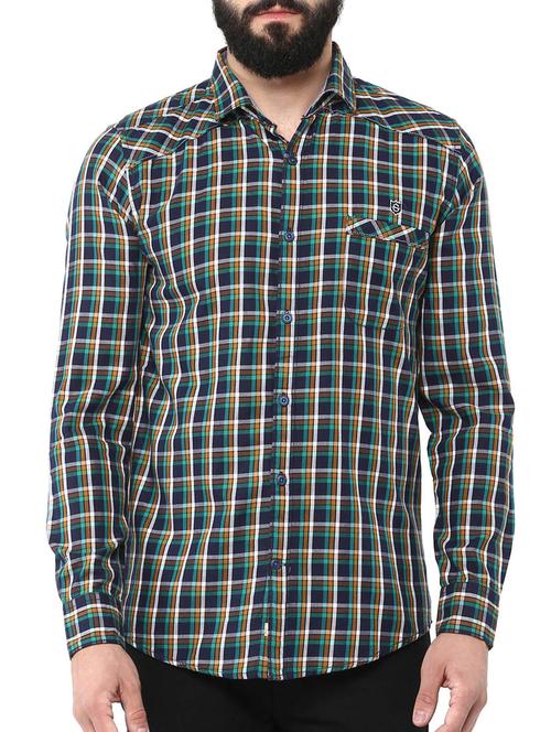 blue cotton casual shirt - 12292505 - Very Small Image - 1