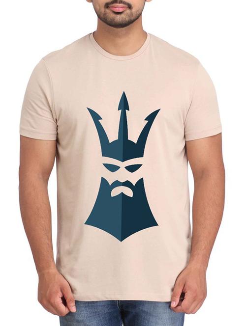beige printed cotton t-shirt - 12296512 - Very Small Image - 1