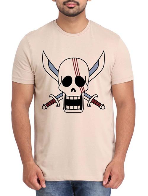 beige printed cotton t-shirt - 12296659 - Very Small Image - 1