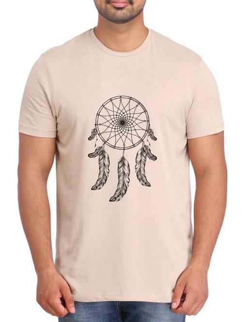 beige printed cotton t-shirt - 12296897 - Very Small Image - 1