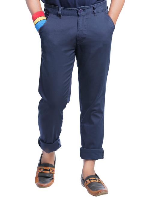 blue cotton chinos casual trousers - 12299257 - Very Small Image - 1