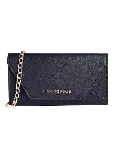 black leatherette clutch with sling - 12302474 - Very Small Image - 1