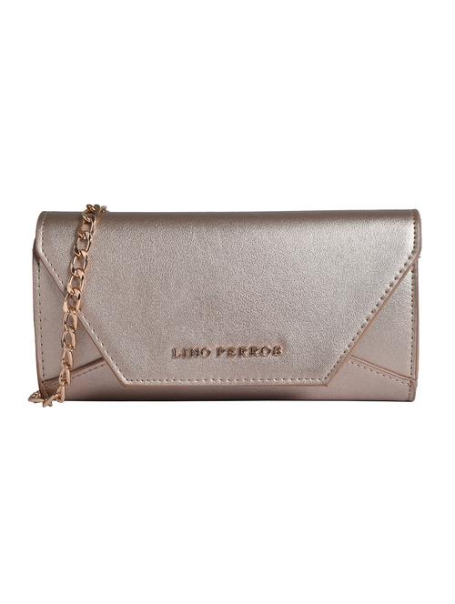 Metallic leatherette clutch with sling - 12302475 - Very Small Image - 1